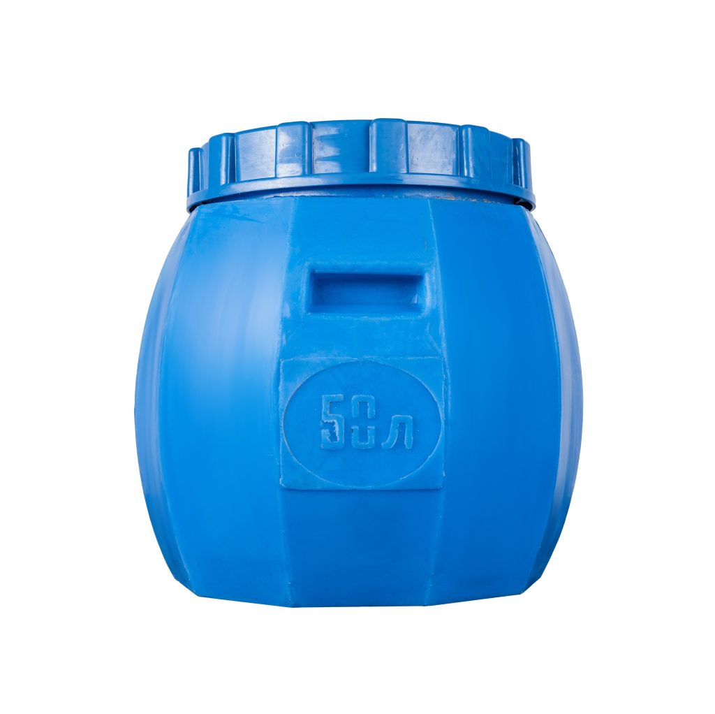 Blue plastic water tank isolated on white